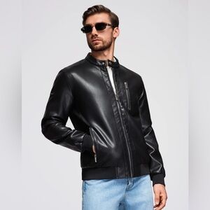 Guess Black Vegan Leather Jacket